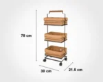 جا سيب زميني 3 طبقه دسته چوبي ليمون - Image 2